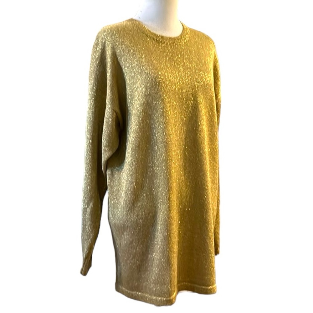 VINTAGE DESTINEE SPARKLY LONG SLEEVE SWEATER METALLIC GOLD SIZE LARGE